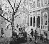 Early trading in the US beneath a buttonwood tree.